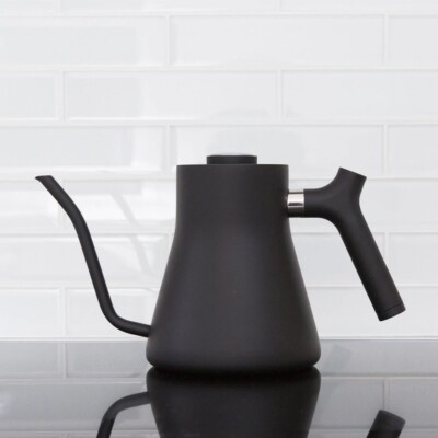 Fellow Stagg Pour-Over Kettle in Black in a kitchen environment