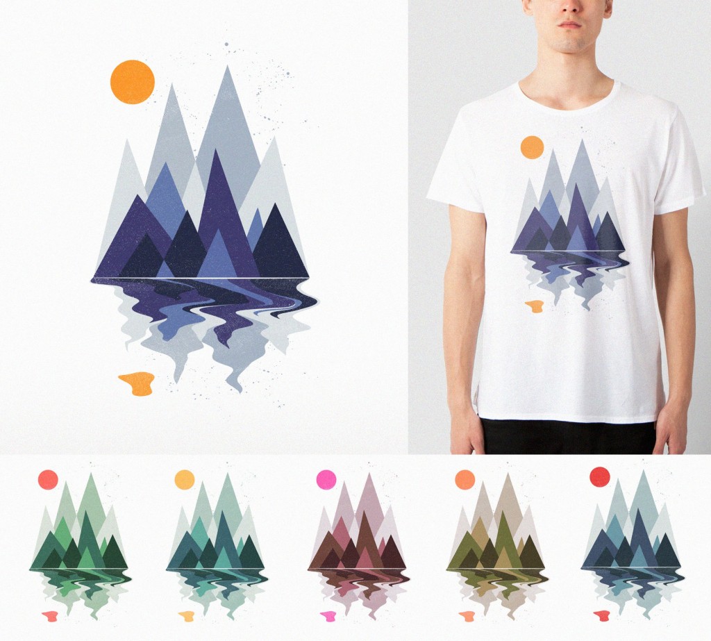 Custom t-shirt design of a mountain scene