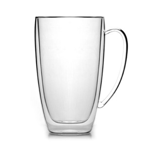 Asobu 12 Ounce Clarity Glass Mug shown from the side with handle