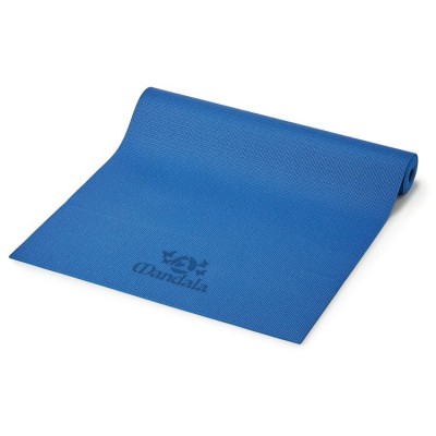 Custom Yoga Mat shown half rolled out in Blue