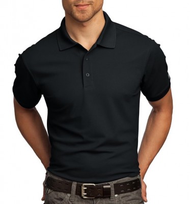 OGIO Unisex Caliber 2.0 Polo Shirt shown in Blacktop on a male model
