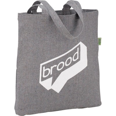 Recycled Cotton Tote Bag shown with an example logo on the front