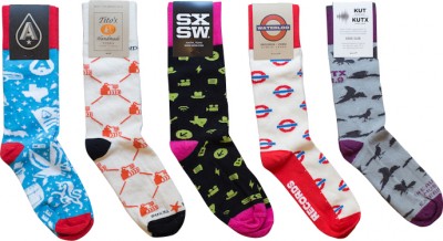 Swag.com Custom Socks shown in a variety of custom designs
