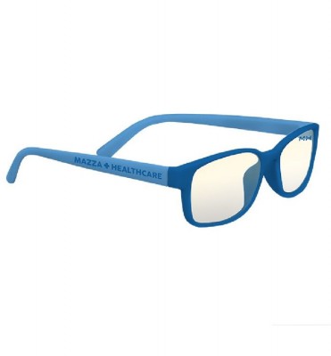 Custom Blue Light Glasses shown with an example logo on the side