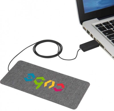 Fabric Charging Pad with an example logo on it