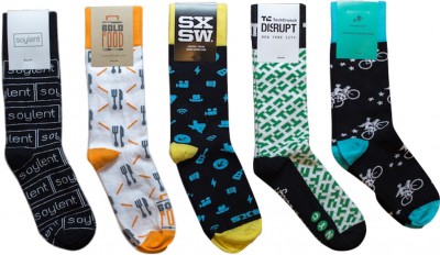 Custom Swag.com Socks shown with multiple custom designs