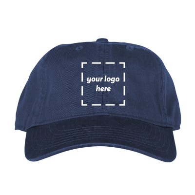 Swag.com Hat shown in Pacific Blue with "your logo here" on the front