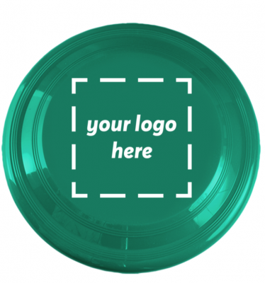 7" Frisbee in Green with "your logo here" shown on the front