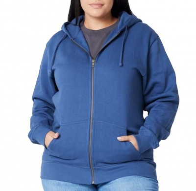 Known Supply Unisex Zip-Up Hoodie in Navy shown on a female model