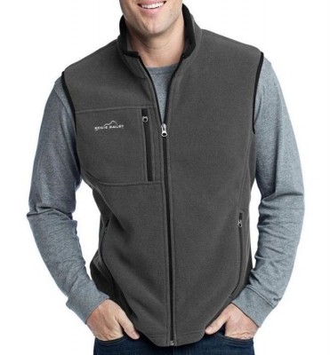 Eddie Bauer Unisex Fleece Vest shown in Gray Sell on a male model