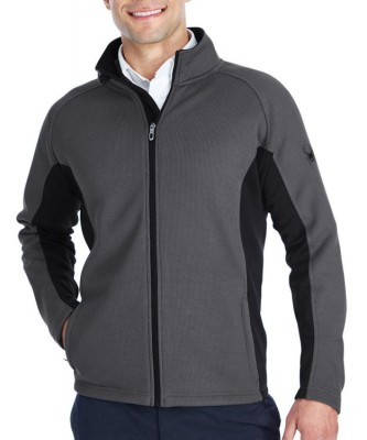 Spyder Men's Zip-Up Fleece Jacket shown in Polar/Black on a model