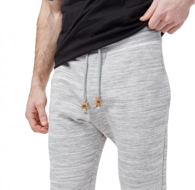 Tentree Men's Atlas Sweatpants shown in Grey Space Dye on a male model