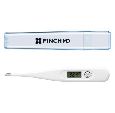 Digital Thermometer shown next to its hard case