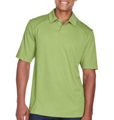 Men's Eco Polo Shirt shown in Cactus Green on a male model