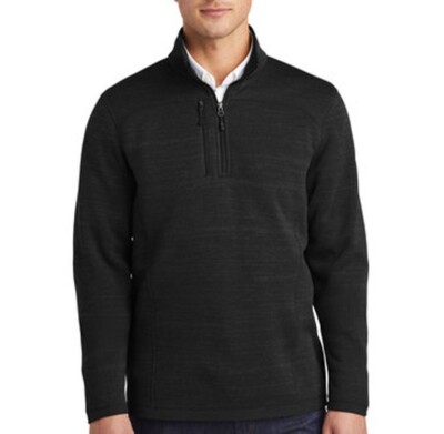 Eddie Bauer Unisex Fleece Quarter-Zip Pullover shown in Black on a male model