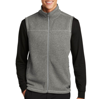 he North Face Unisex Fleece Vest shown in Medium Grey Heather on a male model