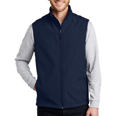 Port Authority Unisex Soft Shell Vest shown in Dress Blue Navy on a male model