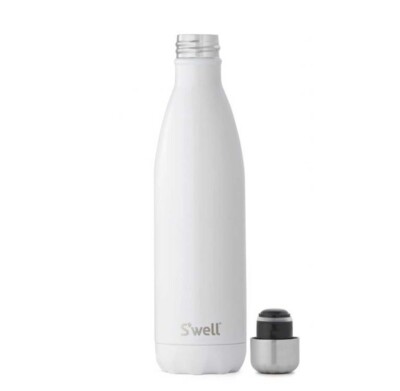 S'well 25 Oz. Water Bottle in White with the cap sitting next to it