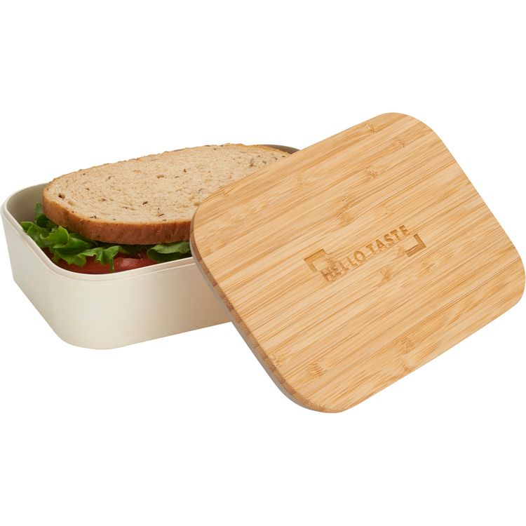 Bamboo Fiber Lunch Box shown with a sandwich inside