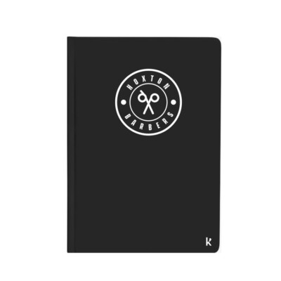Karst Hardcover Recycled Stone Notebook shown in Black with an example logo screenprinted on the front