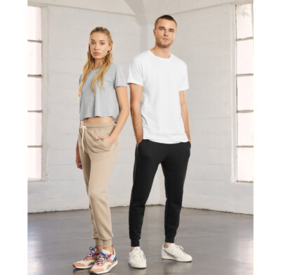 Bella Unisex Jogger shown on a female and male model