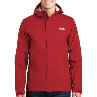 The North Face Unisex DryVent Rain Jacket shown in Rage Red on a male model