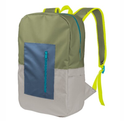 Shane Backpack shown at an angle in Olive & Gray
