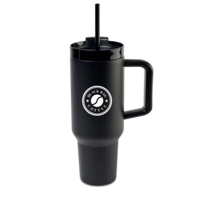 Paulie Travel Tumbler with example  logo on front