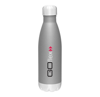 Swag 17 Ounce Water Bottle in Matte Grey with an example logo on the front