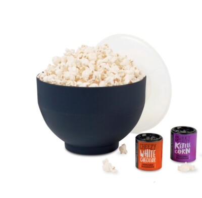Gourmet Popcorn Gift Set shown with popcorn