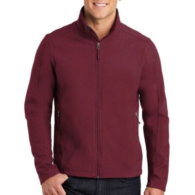Port Authority Men's Core Soft Shell Jacket in Maroon on a model