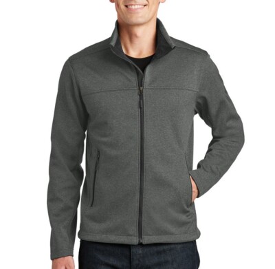 The North Face Unisex Ridgewall Soft Shell Jacket shown in Dark Grey Heather on a male model